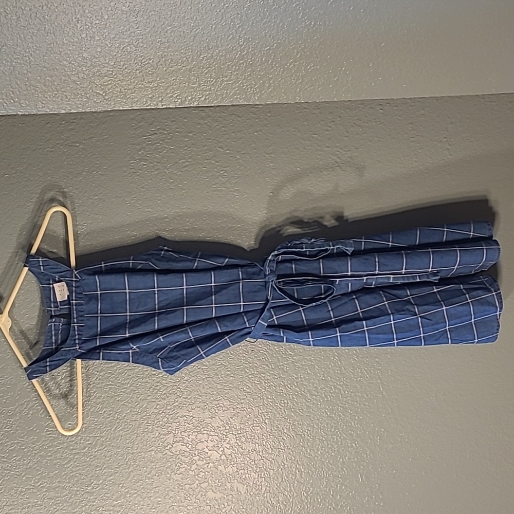 A New Day High Neck Blue Plaid Dress